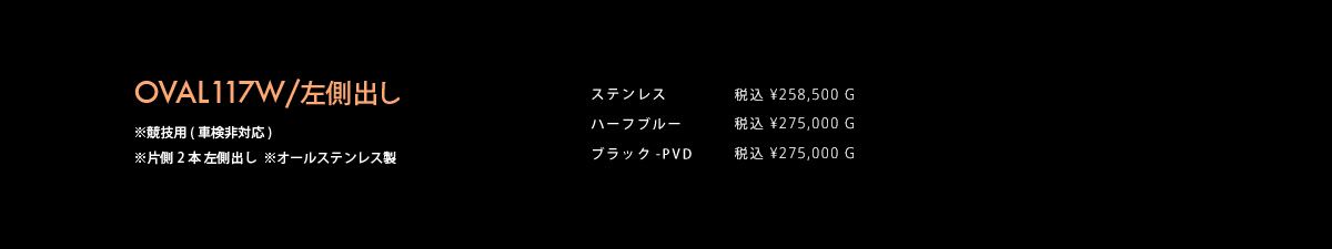 ヴァルド サイドマフラー LX/ランドクルーザー用オーバル117/W x 2